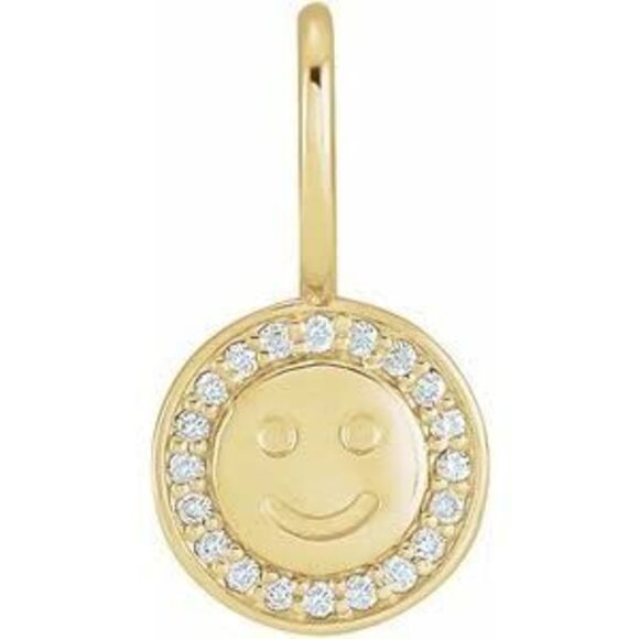 Kazi Luxury 14K Yellow Gold .04 CTW Natural Diamond Smiley Face Charm/Pendant
